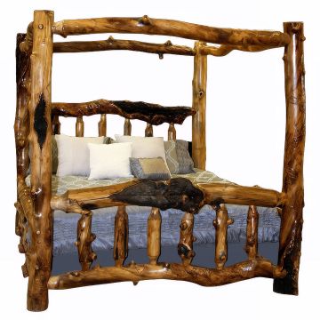 Aspen Lodge Log Canopy Bed