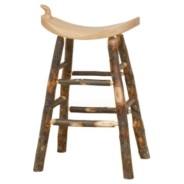 Hickory Log Western Saddle Stool