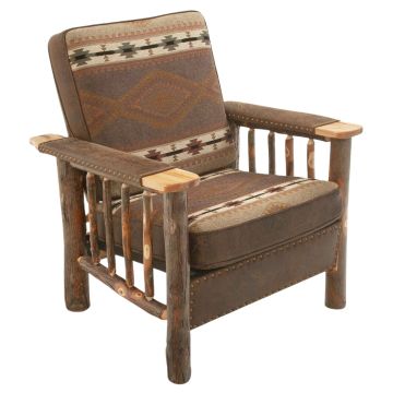 Saranac Hickory Deluxe Log Chair - Apache Stone Dark Fabric