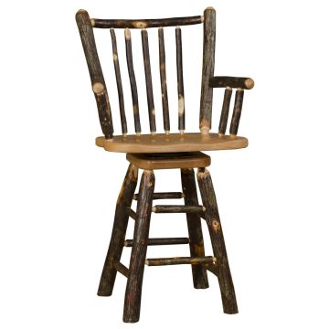 Rustic Hickory Stick Back Arm Barstool