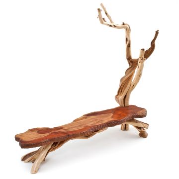 Rustic Slab Bench with Coat Rack