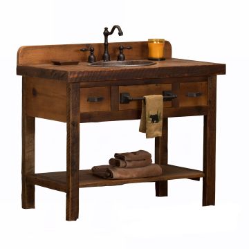Reclaimed Barn Wood Open Vanity