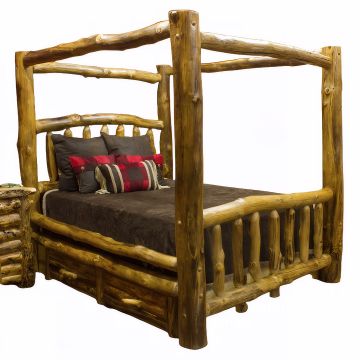 Beartooth Aspen Classic Timberland Log Canopy Beds