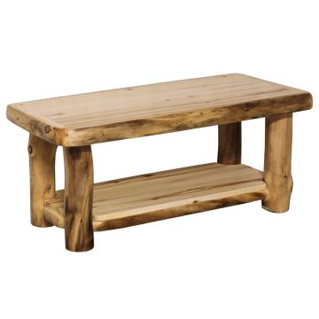 Beartooth Aspen Log Coffee Table - 42" - Natural Panel & Natural Log - Standard Table Top Finish