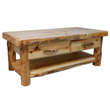 Beartooth Aspen Log Storage Coffee Table - 48" - Natural Panel & Natural Log