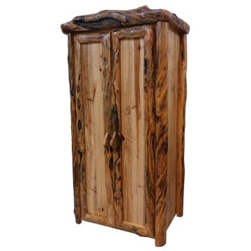 Beartooth Aspen Log Wardrobe - Flat Front - 39"W - Natural Panel & Gnarly Logs