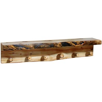 Beartooth Aspen Timberline Wall Shelf Coat Rack - 48" - Wild Panel & Gnarly Log