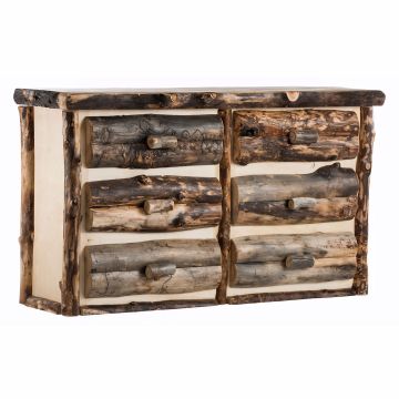 Beaver Creek Aspen 6 Drawer Log Dresser - Dark Aspen - Standard Character - Half Log Drawers - Clear Finish