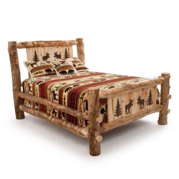 Beaver Creek Aspen Metal Silhouette Log Bed - Queen - Moose Silhouette