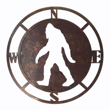 "My Name Is Daryl" Rustic Bigfoot Metal Compass - Rusted Finish