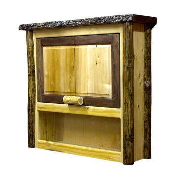 Black Walnut & Rustic Cedar Log Over the Toilet Cabinet