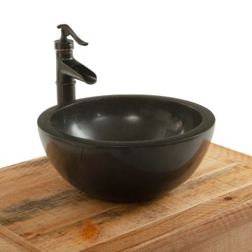 Round Black Granite Vessel Sink