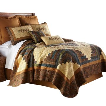 Cabin Raising Pine Cone Cotton Quilt