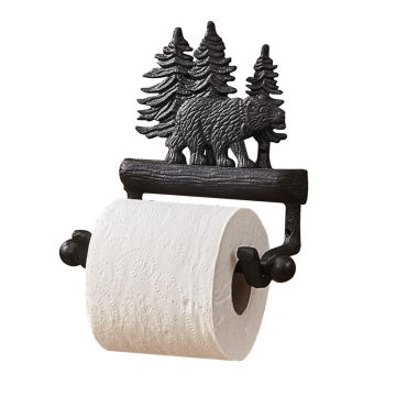 Rustic Cast Black Bear Toilet Paper Holder