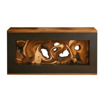 Forgeview Console in Ebony & Golden Walnut