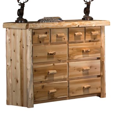 Cedar Lake Cabin 10 Drawer Log Dresser