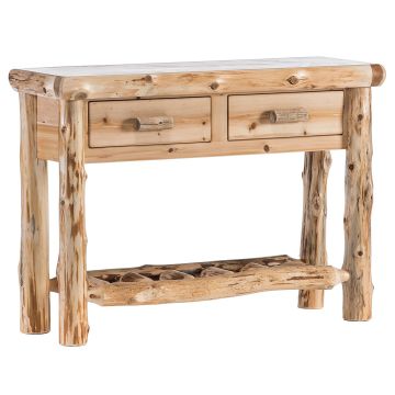 Cedar Lake Cabin 2 Drawer Log Sofa Table