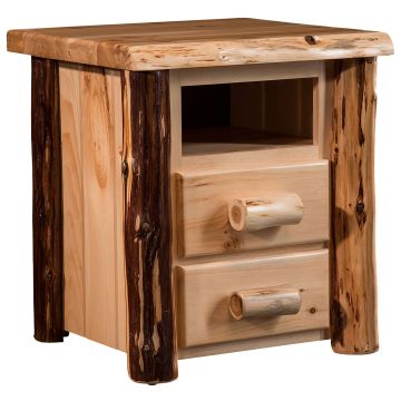 Cedar Lake Frontier 2 Drawer Log Nightstand