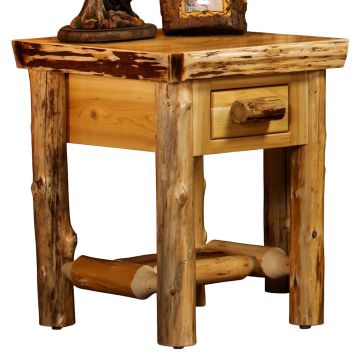 Cedar Lake Lodge 1 Drawer Log Nightstand