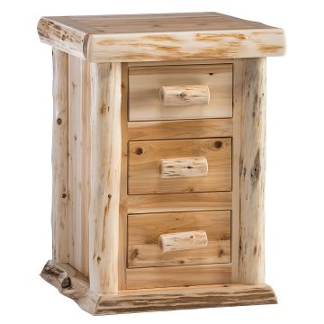 Cedar Lake Lodge 3 Drawer Log Nightstand - Clear Finish
