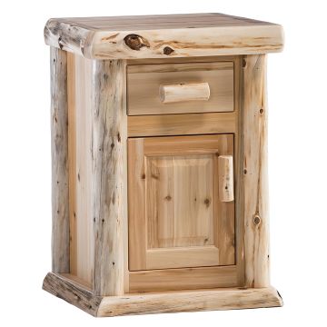 Cedar Lake Lodge Enclosed Log Nightstand - Clear Finish