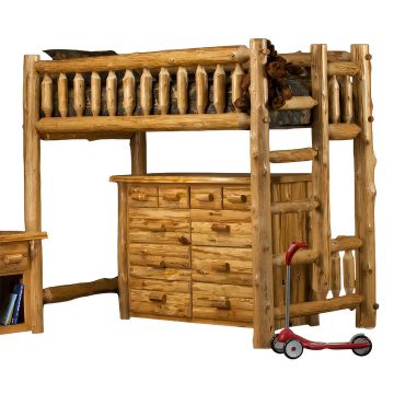 Cedar Lake Log Loft Bed - Twin - Honey Finish