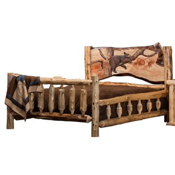 Cedar Lake Spindle Hand Carved Panel Bed