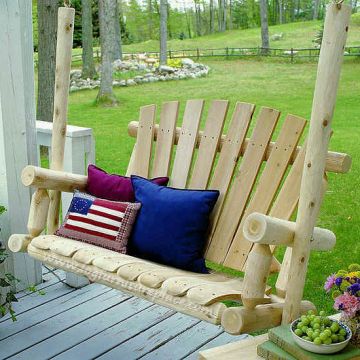 Contoured Comfort 4 ft Log Porch Swing--Unfinished