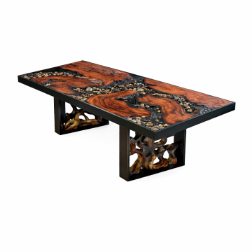 A River Runs Through It Redwood & Teak Dining Table