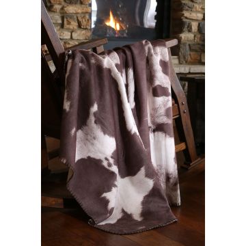 Chocolate Cowhide Faux Leather Throw