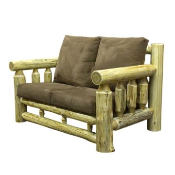 Rustic Log Loveseat - pictured with old style cushions with no piping
