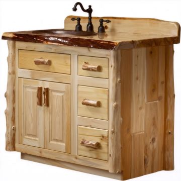 Cedar Lake Rustic Log Real Wood Vanity