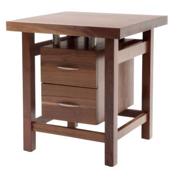 Contemporary Classic 2 Drawer Black Walnut End Table