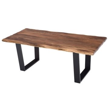 Contemporary Rustic Live Edge Writing Desk - Black Walnut Tabletop - Natural Clear Finish