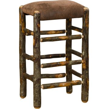 Hickory Log Upholstered Counter Stool
