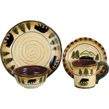 Black Bear Stoneware Dinnerware Set