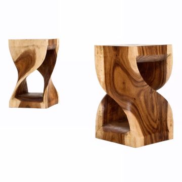 Double Helix Natural Wood End Table