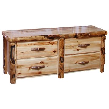 Beartooth Aspen 4 Drawer Log Dresser - 60" - Flat Fronts - Wild Panel & Gnarly Log