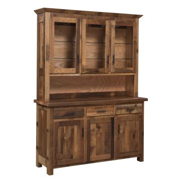 Edinburgh Modern Reclaimed 3 Drawer Buffet & Hutch - Clear Finish