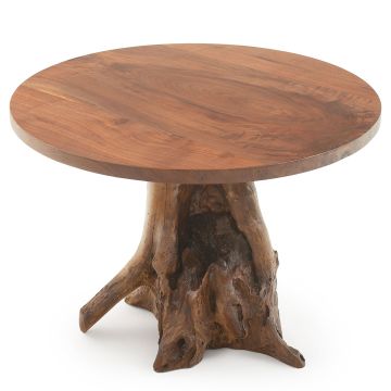 Elk Lake Round Natural Wood Stump Dining Table - Dark Stump