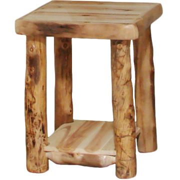 Beartooth Aspen Log Night Table - Wild Panel & Natural Log