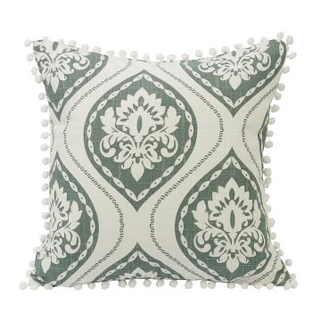 Belmont Graphic Printed Pom Trimmed Throw Pillow
