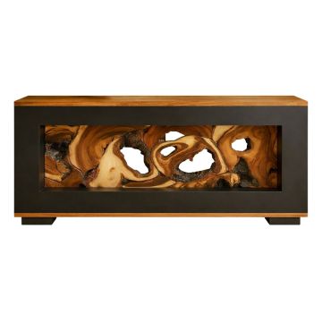 Forgeview Console in Ebony & Golden Walnut
