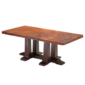 Four Post Hammered Copper Dining Table - 96" (8+ Chairs)