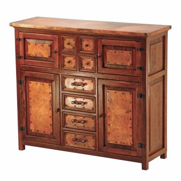Francisco Hammered Copper 4 Door 8 Drawer Buffet