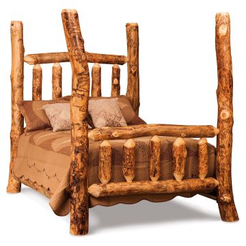 Aspen Highlands Rustic Log 4 Poster Bed