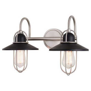 Galena 2-Light Matte Black and Satin Nickel Vanity Light