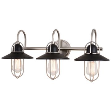 Galena 3-Light Matte Black and Satin Nickel Vanity Light