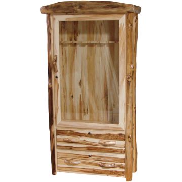 Beartooth Aspen 2 Drawer Log Gun Cabinet - Flat Drawer Fronts - Wild Panel & Natural Log