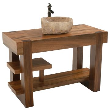 Modern Golden Walnut Open Vanity shown in Golden Walnut